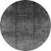 Round Machine Washable Oriental Gray Industrial Rug, wshurb1247gry