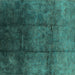 Square Oriental Turquoise Industrial Rug, urb1247turq