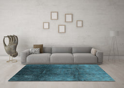Machine Washable Oriental Light Blue Industrial Rug in a Living Room, wshurb1247lblu