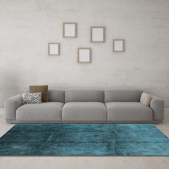 Machine Washable Oriental Light Blue Industrial Rug in a Living Room, wshurb1247lblu