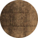 Round Oriental Brown Industrial Rug, urb1247brn