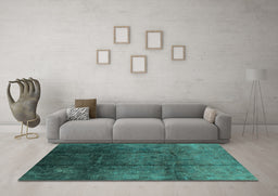 Machine Washable Oriental Turquoise Industrial Area Rugs in a Living Room,, wshurb1247turq