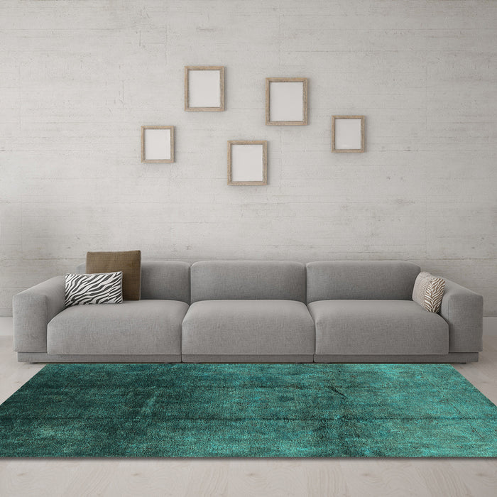 Machine Washable Oriental Turquoise Industrial Area Rugs in a Living Room,, wshurb1247turq