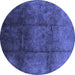 Round Oriental Blue Industrial Rug, urb1247blu