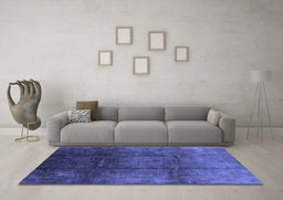 Machine Washable Oriental Blue Industrial Rug in a Living Room, wshurb1247blu