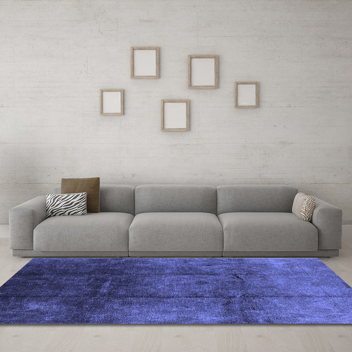 Machine Washable Oriental Blue Industrial Rug in a Living Room, wshurb1247blu