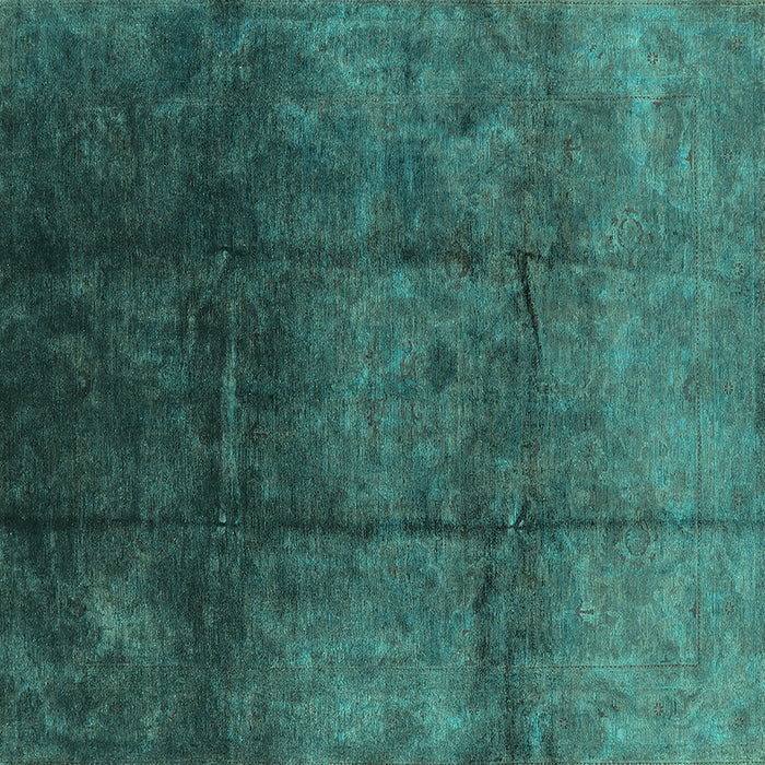 Square Machine Washable Oriental Turquoise Industrial Area Rugs, wshurb1247turq