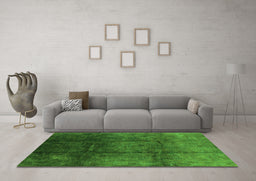 Machine Washable Oriental Green Industrial Area Rugs in a Living Room,, wshurb1247grn