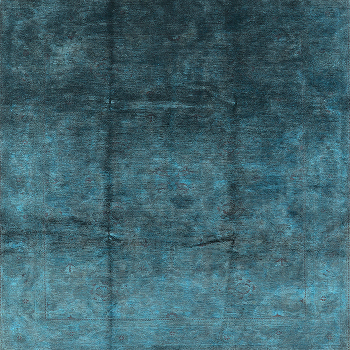 Square Machine Washable Oriental Light Blue Industrial Rug, wshurb1247lblu