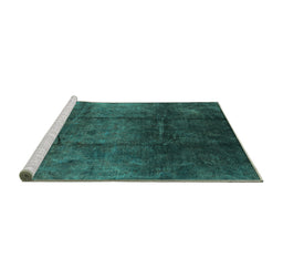 Sideview of Machine Washable Oriental Turquoise Industrial Area Rugs, wshurb1247turq