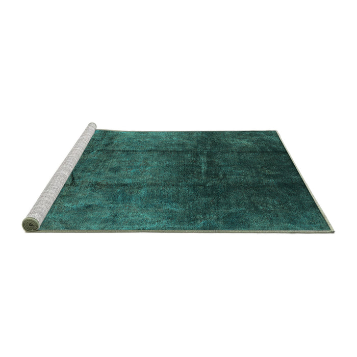 Sideview of Machine Washable Oriental Turquoise Industrial Area Rugs, wshurb1247turq