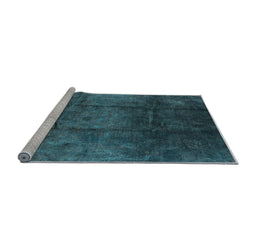 Sideview of Machine Washable Oriental Light Blue Industrial Rug, wshurb1247lblu