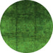 Round Oriental Green Industrial Rug, urb1247grn