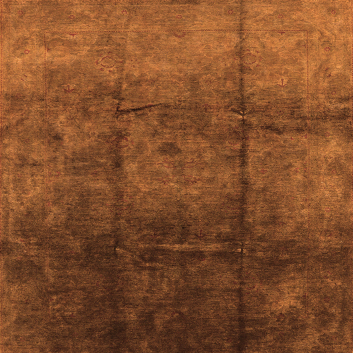 Square Machine Washable Oriental Orange Industrial Area Rugs, wshurb1247org