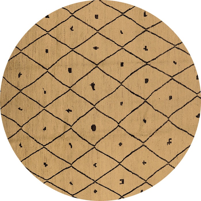 Round Machine Washable Solid Brown Modern Rug, wshurb1248brn