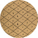 Round Machine Washable Solid Brown Modern Rug, wshurb1248brn