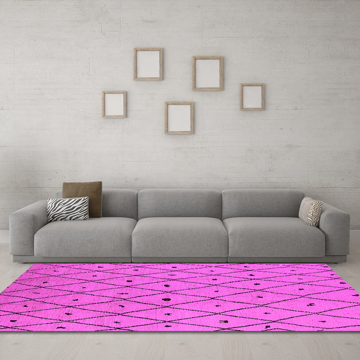 Machine Washable Solid Pink Modern Rug in a Living Room, wshurb1248pnk