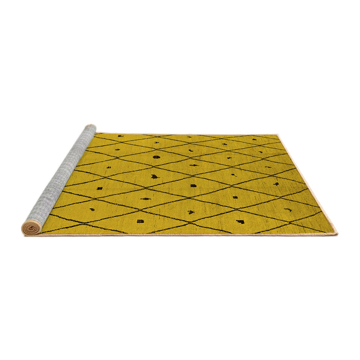 Sideview of Machine Washable Solid Yellow Modern Rug, wshurb1248yw