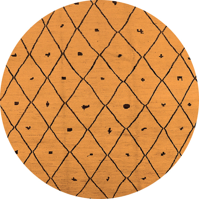 Round Machine Washable Solid Orange Modern Area Rugs, wshurb1248org