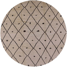 Round Mid-Century Modern Dark Almond Brown Solid Rug, urb1248