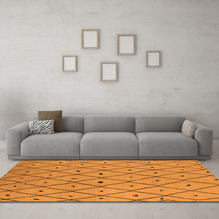 Machine Washable Solid Orange Modern Area Rugs in a Living Room, wshurb1248org