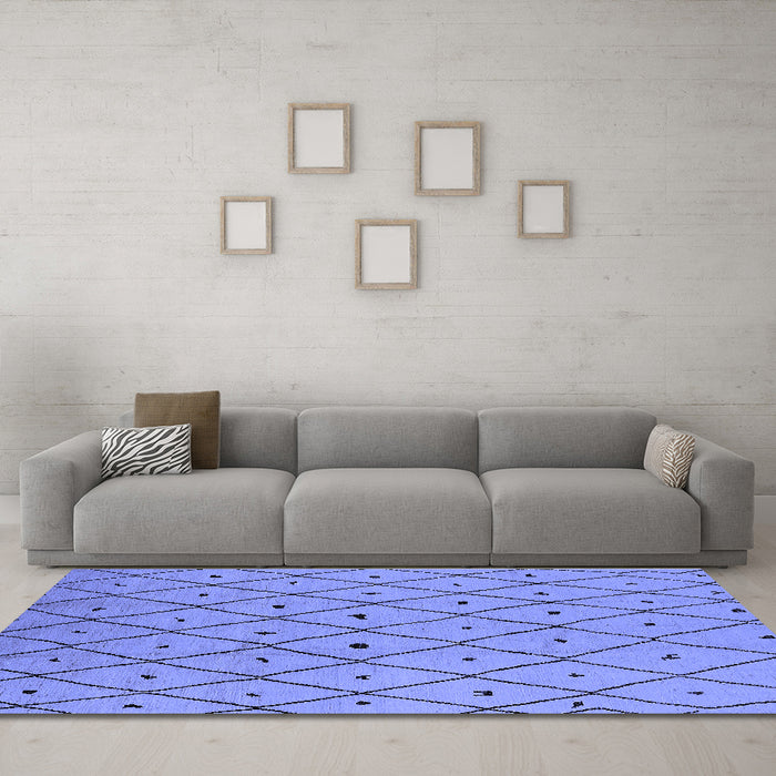 Machine Washable Solid Blue Modern Rug in a Living Room, wshurb1248blu