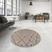 Round Machine Washable Industrial Modern Dark Almond Brown Rug in a Office, wshurb1248