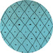 Round Machine Washable Solid Light Blue Modern Rug, wshurb1248lblu