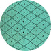 Round Solid Turquoise Modern Rug, urb1248turq