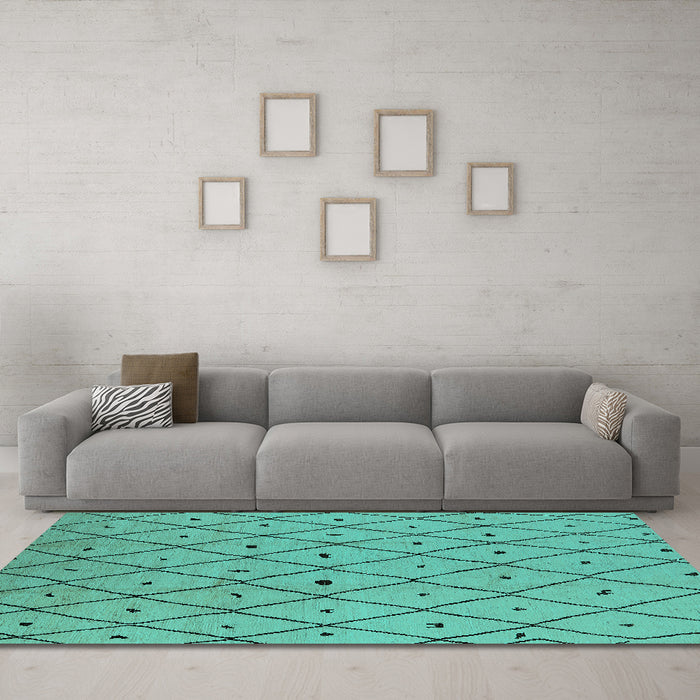 Machine Washable Solid Turquoise Modern Area Rugs in a Living Room,, wshurb1248turq