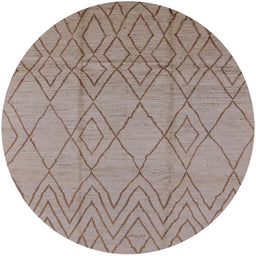 Round Mid-Century Modern Dark Almond Brown Solid Rug, urb1249