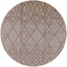 Round Mid-Century Modern Dark Almond Brown Solid Rug, urb1249