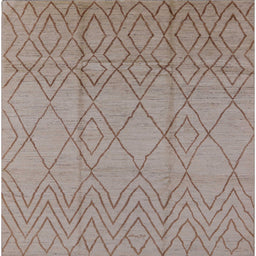 Square Mid-Century Modern Dark Almond Brown Solid Rug, urb1249
