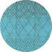 Round Solid Light Blue Modern Rug, urb1249lblu