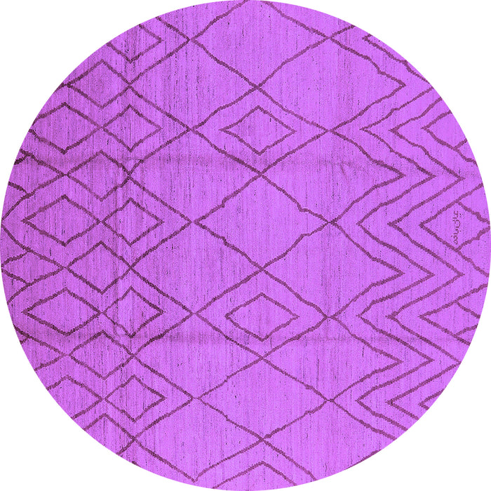 Round Machine Washable Solid Purple Modern Area Rugs, wshurb1249pur