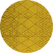 Round Solid Yellow Modern Rug, urb1249yw