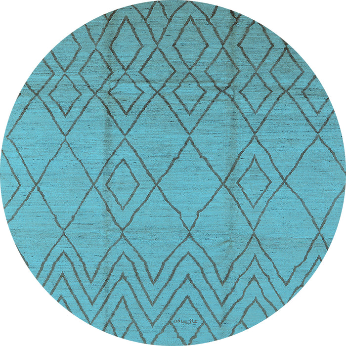 Round Machine Washable Solid Light Blue Modern Rug, wshurb1249lblu