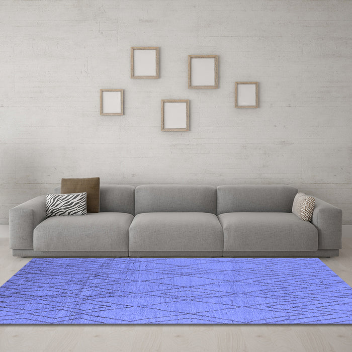 Machine Washable Solid Blue Modern Rug in a Living Room, wshurb1249blu