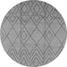 Round Machine Washable Solid Gray Modern Rug, wshurb1249gry