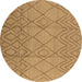 Round Machine Washable Solid Brown Modern Rug, wshurb1249brn