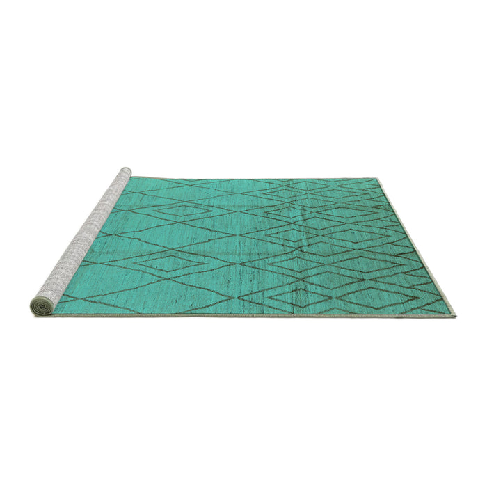 Sideview of Machine Washable Solid Turquoise Modern Area Rugs, wshurb1249turq