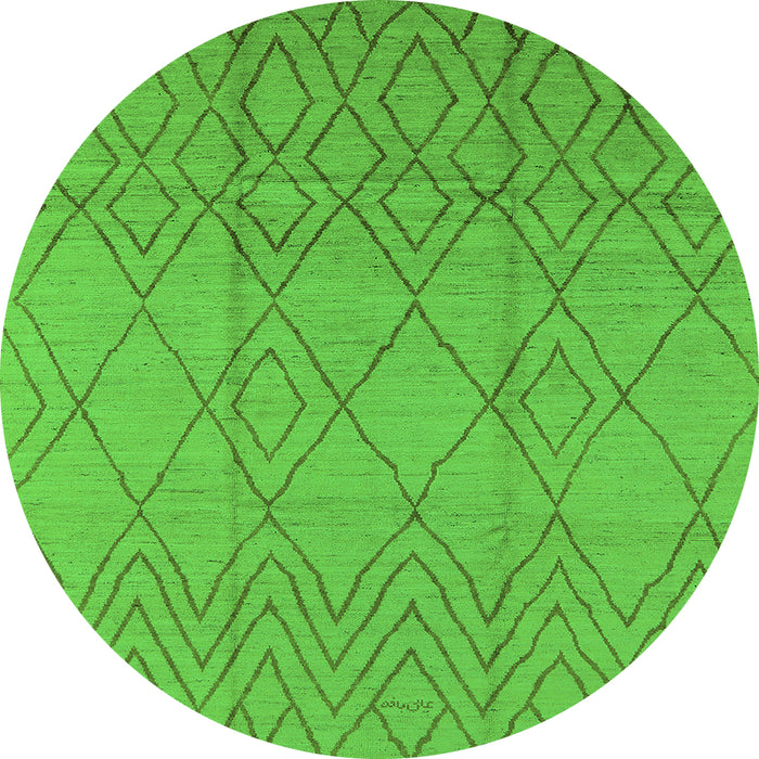 Round Solid Green Modern Rug, urb1249grn