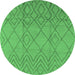 Round Solid Emerald Green Modern Rug, urb1249emgrn