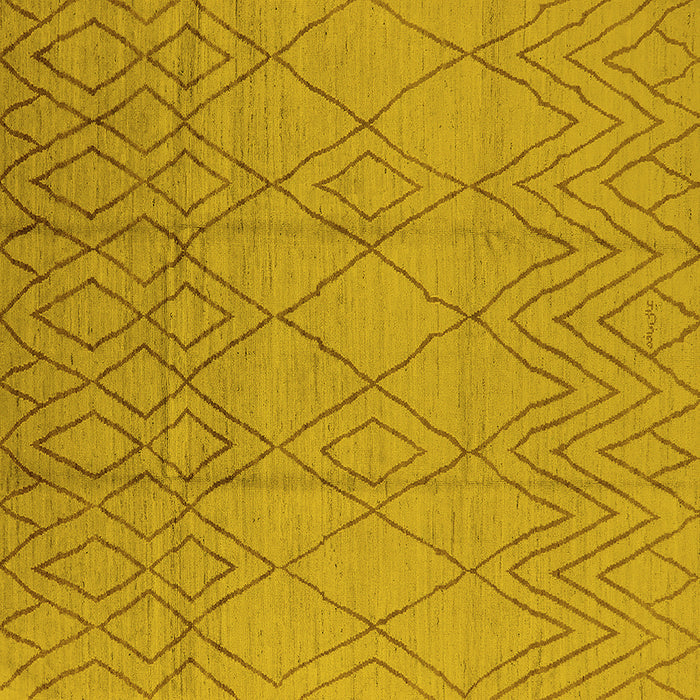 Square Machine Washable Solid Yellow Modern Rug, wshurb1249yw