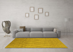 Machine Washable Solid Yellow Modern Rug in a Living Room, wshurb1249yw