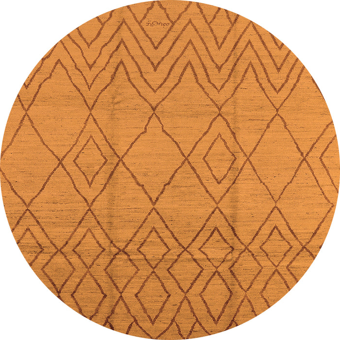 Round Machine Washable Solid Orange Modern Area Rugs, wshurb1249org