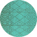 Round Solid Turquoise Modern Rug, urb1249turq