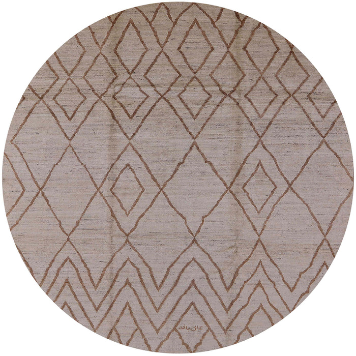 Round Machine Washable Industrial Modern Dark Almond Brown Rug, wshurb1249