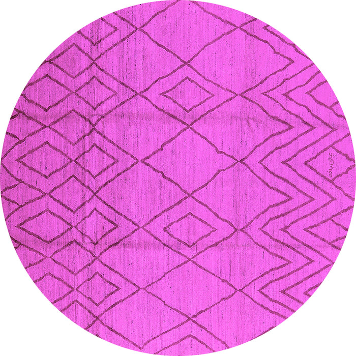 Round Machine Washable Solid Pink Modern Rug, wshurb1249pnk