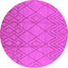 Round Machine Washable Solid Pink Modern Rug, wshurb1249pnk